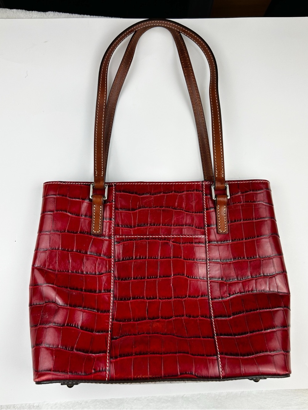 Dooney & Bourke Lexington Embossed Croc Patent Leather Tote Deep Red/Burgundy - Picture 8 of 8
